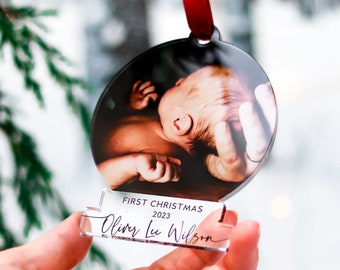 Personalised Baby First Christmas Ornament, Baby Christmas Decoration 2023, My First First Christmas Bauble, Custom Baby's Photo Gift