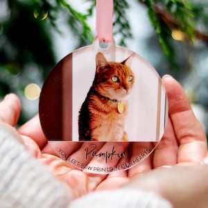 Cat Memorial Ornament, Christmas Photo Ornaments, Cat Lover Memorial Gift, Custom Pet Memorial Ornament, Personalised Tree Decorations