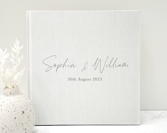 Simple Wedding Guestbook - Linen Guest Book with 6 Colours - Personalised Planner - Polaroid Wedding Photo Album - Custom Wedding Keepsake