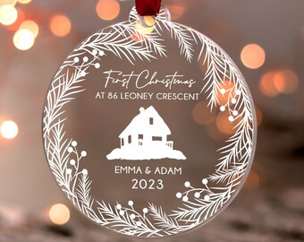 First Christmas New Home Gift Bauble, Personalised In Our First Home Christmas Ornament, First Christmas New House Decoration Couple Gift