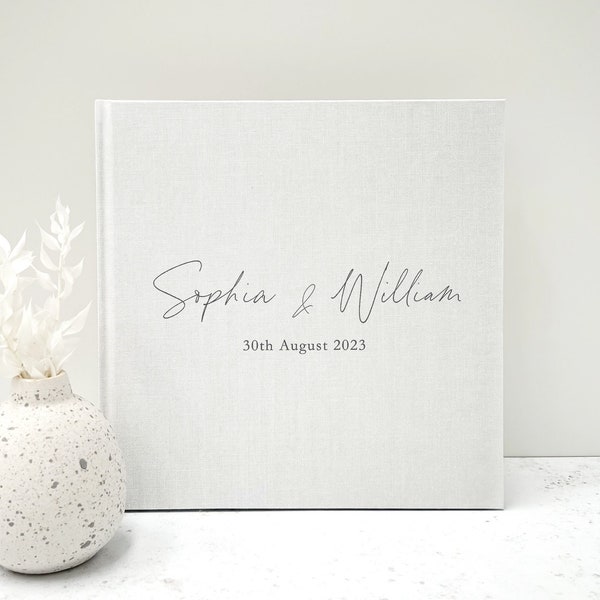 Simple Wedding Guestbook - Linen Guest Book with 6 Colours - Personalised Planner - Polaroid Wedding Photo Album - Custom Wedding Keepsake