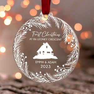 First Christmas New Home Gift Bauble, Personalised In Our First Home Christmas Ornament, First Christmas New House Decoration Couple Gift image 1