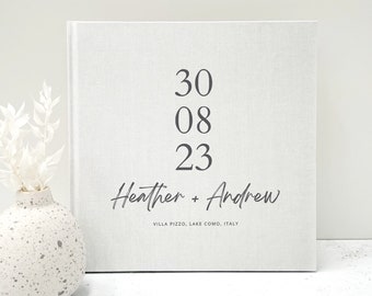 Modern Wedding Guest Book - Linen Polaroid Guestbook with 6 Colours - Personalised Planner - Wedding Photo Album - Custom Wedding Keepsake