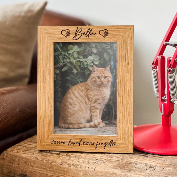 Pet Memorial Photo Frame, Cat Memorial Gift, Personalised Dog Picture Frame, Dog Memorial Keepsake For Gift, Engraved Pet Memorial