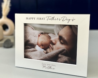 Personalised Happy First Fathers Day Picture Frame - Ideal Birthday Gift for Dad & New Father - Customized Dad Fathers Day Gift Idea