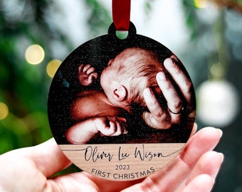 Adorno navideño personalizado para el primer bebé, Decoraciones navideñas personalizadas para bebés 2023, Mi primer adorno navideño, Adornos fotográficos para bebés