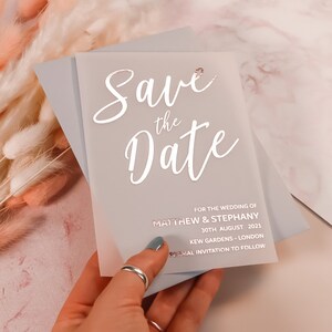 Foil Vellum Save the Date Cards, Vellum Wedding Invitation Invites (Gold, Rose Gold, Silver Foil) Custom Save the Dates - FREE envelopes