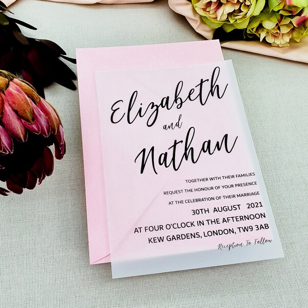 Vellum Wedding Invitations Etsy UK