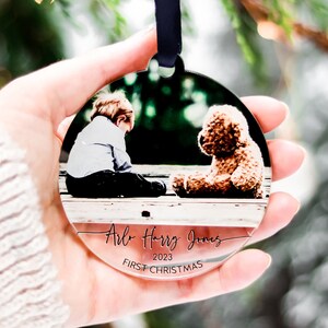 Baby First Christmas Decorations, My First 1st Christmas Bauble, Newborn Baby Gift, Baby's Xmas Photo Ornament, Personalised New Baby 2023
