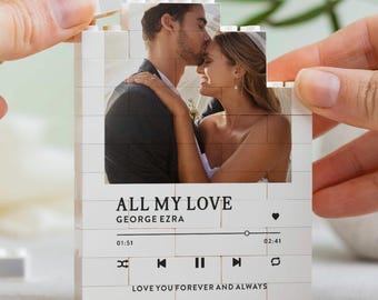 Our Song Gift For Him, Personalised Music Lyric Photo Block, Song Anniversary Gifts Keepsake, Music Gift For Boyfriend, Couple Memento