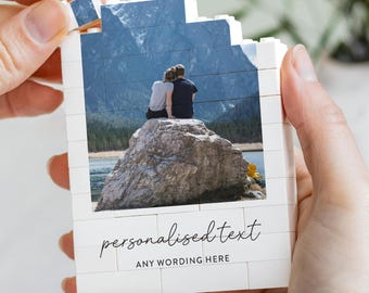 Personalised Anniversary Photo Gift, Couple Adventure Keepsake, Custom Text Photo Memory Block, Travel Memory Gift For Couple, Wedding Gift