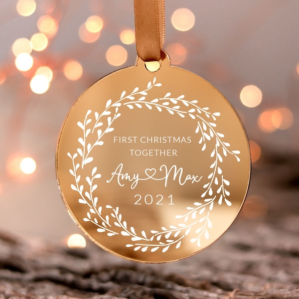 Our First Christmas Together Christmas Bauble, Personalised Couple Christmas Gift 2022, Engagement Gifts Ornament, Married Bauble Decoration