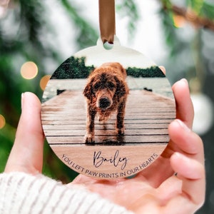 Christmas Dog Memorial Ornament Gift, Photo Ornaments, Dog Lovers Memorial Gift, Custom Pet Memorial Ornament, Personalised Tree Decorations