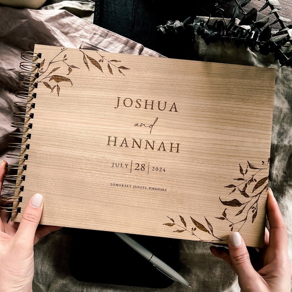 Rustic Wedding Guest Book Alternative - Personalised Wedding Gift, Wooden Guestbook, Wedding Table Décor, Photo Album, Scrapbook, Planner