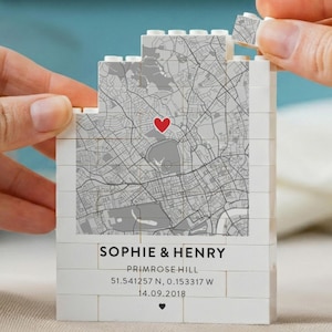 Where It All Began Map Gift, Personalised Couple Location Keepsake, Custom Coordinates Block, Anniversary Map Present, Wedding Location Gift