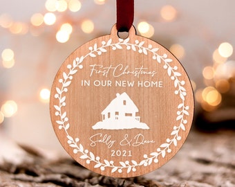 First Christmas At New Home Bauble, Our First Home Family Ornament, Custom Christmas Tree Ornament, Christmas Decoration, Couple Gift