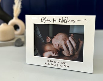 Marco de fotos personalizado para el primer bebé de Navidad, regalos para bebés recién nacidos, marco de fotos con información de nacimiento grabado personalizado, recuerdo del anuncio del bebé