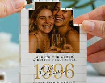 Personalised 30th Birthday Photo Gift For Best Friend, Making The World Better Since 1995 Building Block, Christmas Gift, Milestone Keepsake