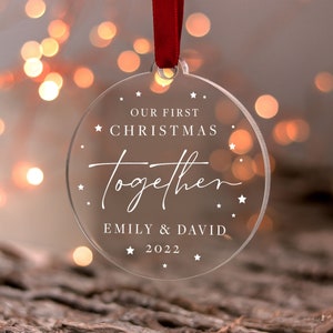 Our First Christmas Together Ornament, 1st Christmas Married Christmas Bauble, Custom Engagement Gifts, Personalised Gift for Couples 2022