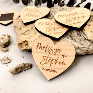 Save The Dates Magnet, Personalised Wedding Invitation, Minimalist Invites, Fall Winter Spring Summer, Wooden Simple Heart Save The Date