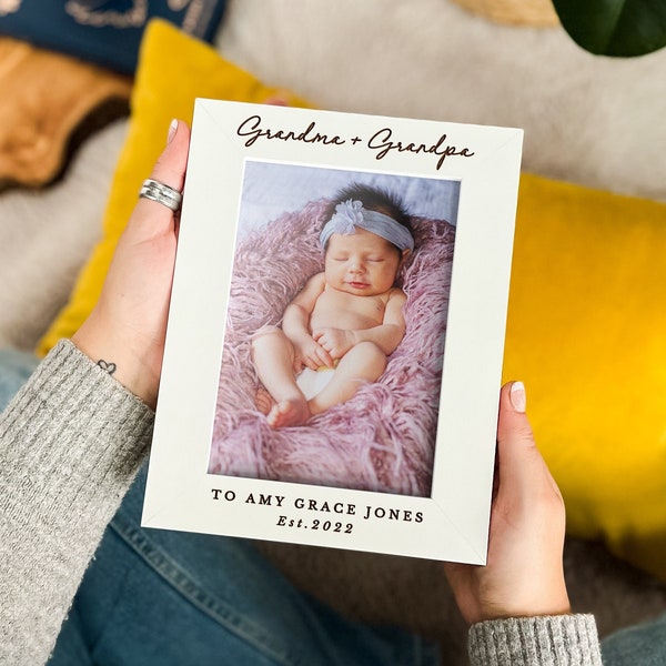Gepersonaliseerde grootouders cadeau, aangepaste nieuwe baby aankomst geschenken, eerste kleinkind fotolijst, cadeau voor nieuwe oma oppas, baby eerste verjaardag