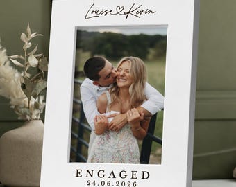 Personalised Engagement Photo Frame, Gift For A Newly Engaged Couple, Congratulations Keepsake, First Christmas Present For Couples