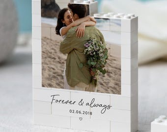 Personalised Anniversary Photo Gift, Romantic Keepsake, Custom Building Block Keepsake, Birthday Gift For Couple, Wedding Anniversary