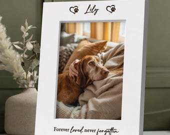 Personalised Pet Memorial Photo Frame, Cat Or Dog Loss Sympathy Gift, In Loving Memory Keepsake, Christmas Remembrance Present