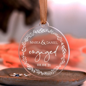 Engaged Christmas Ornament, Our First Christmas as Engaged Couple, Engagement Christmas Gift, Acrylic Christmas Bauble, Custom Decoration