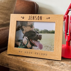 Personalised Dog Memorial Gift Photo Frame, Pet Cat Owners Dog Mom, Dog Memorial Present, Custom Text Engraved Pet Picture Frame image 1