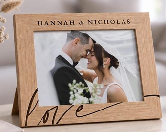 Personalised Couple Picture Frame, Wedding Or Anniversary Gift, Engagement Present, First Christmas Gift For Husband Or Wife