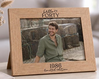 Personalised 40th Birthday Photo Frame, Milestone Birthday Keepsake, Gift For A Wife Or Sister, Fortieth Birthday Present