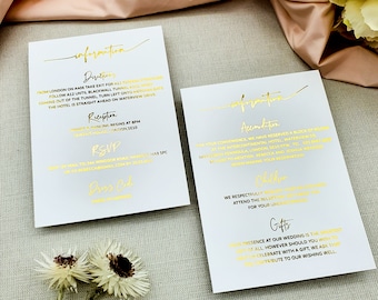 Wedding Details Card, Wedding Information Cards, Wedding Info Card, Wishing Well Card, Matching Invitation Set, Gold Foil, Rose Gold, Silver