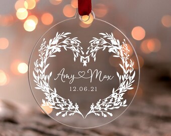 First Christmas Married Ornaments, Just Married Bauble, Gift for Couples, Personalised Christmas Gift, Gift for Her, Engagement Gift 2022