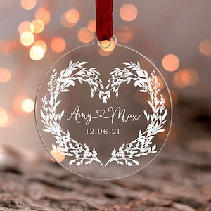 First Christmas Married Ornaments, Just Married Bauble, Gift for Couples, Personalised Christmas Gift, Gift for Her, Engagement Gift 2022