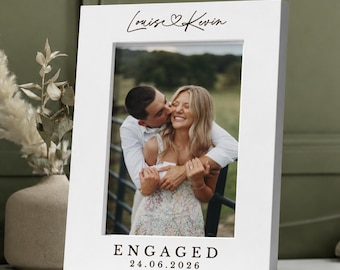 Personalised Engagement Photo Frame, Gift For A Newly Engaged Couple, Congratulations Keepsake, First Christmas Present For Couples