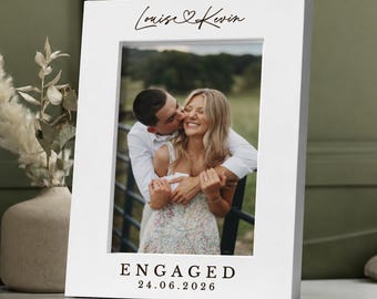 Personalised Engagement Photo Frame, Gift For A Newly Engaged Couple, Congratulations Keepsake, First Christmas Present For Couples
