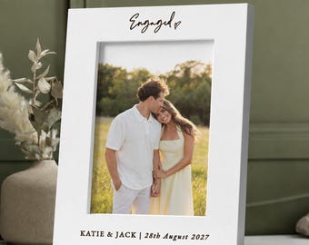 Personalised Engaged Photo Frame, Gift For A Newly Engaged Couple, Wedding Anniversary Keepsake, Christmas Engagement Present