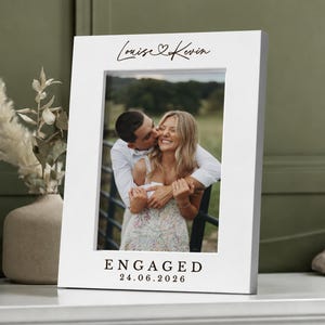 Personalised Engagement Photo Frame, Gift For A Newly Engaged Couple, Congratulations Keepsake, First Christmas Present For Couples