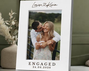 Personalised Engagement Photo Frame, Gift For A Newly Engaged Couple, Congratulations Keepsake, First Christmas Present For Couples