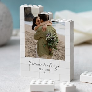 Personalised Anniversary Photo Gift, Romantic Keepsake, Custom Building Block Keepsake, Birthday Gift For Couple, Wedding Anniversary