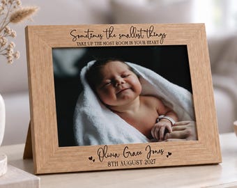 Personalised Baby Birth Announcement Frame, Newborn Gift For Parents, Nursery Decor, Christmas Photo Gift For Grandma Or New Mummy