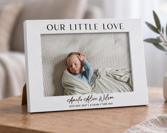Personalised New Baby Gift, Birth Announcement Photo Frame, New Parent Present, Baby's First Christmas Gift For Grandparents