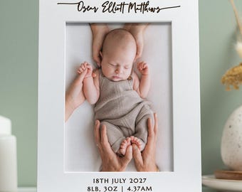 Personalised Baby Birth Announcement Photo Frame, Newborn Keepsake For Parents, Nursery Gift, Baby's First Christmas Present