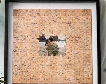 Wedding Guest Book Alternative | Puzzle Wedding Guestbook Alternative, Personalised Wedding Gift for Couple Keepsake, Rustic Wedding Decor