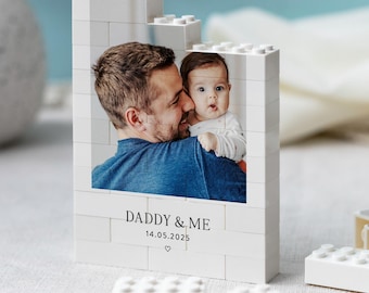 Daddy And Me Photo Keepsake, Personalised Fathers Day Gift, Dad And Baby Keepsake Block, New Dad Birthday Present, Gift For Daddy From Kids