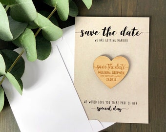 Save the Date Magnets + Cards, Wedding Invitations, Rustic Magnet Invites, Custom Wood Fall Winter Invitation, Wooden Save the Dates - Kraft