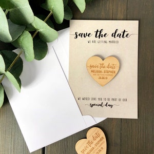 Save the Date Magnets + Cards, Wedding Invitations, Rustic Magnet Invites, Custom Wood Fall Winter Invitation, Wooden Save the Dates - Kraft