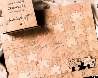 Livre d'or puzzle rustique | Alternative au livre d'or de mariage, Livre d'or puzzle personnalisé, Puzzle personnalisé, Décoration de mariage, Livre d'or en bois