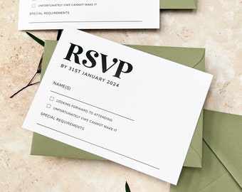 Carte RSVP pour mariage minimaliste | Suite sur invitation de mariage | Cartes RSVP élégantes | carte- de réponse pour mariage | Réponse simple | Papeterie de mariage « Arizona »